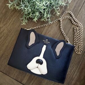Kate Spade French frenchie bulldog sima clutch purse crossbody shoulder bag